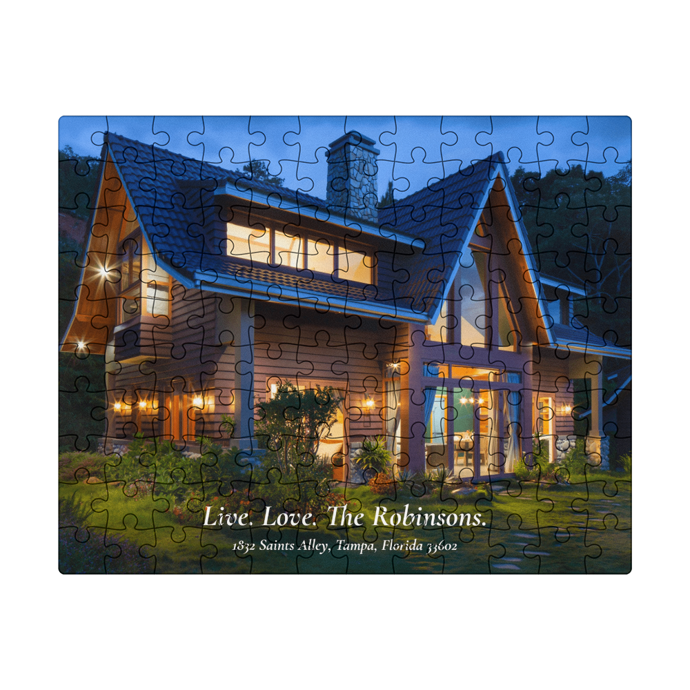 Custom Home Photo Jigsaw Puzzle – Personalized Family Name & Address