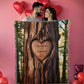 Personalized Heart Carved On Tree with Couple's Names and Est Date Heirloom Woven Blanket