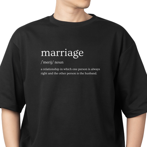 Funny T-shirt Marraige Definition Dictionary Black and White Gift for Husband Meme