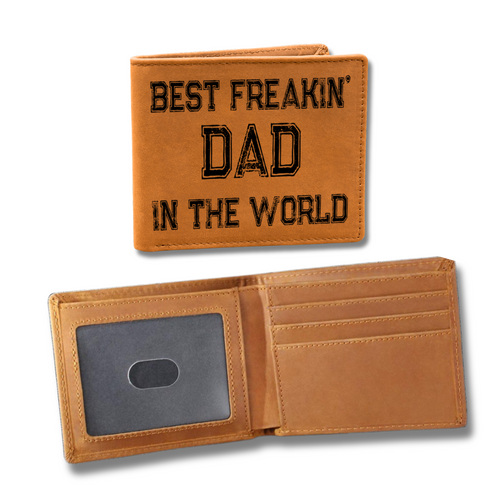 Best Freakin' Dad in the World Leather Wallet – Gift for Dad or Husband