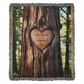 Personalized Heart Carved On Tree with Couple's Names and Est Date Heirloom Woven Blanket