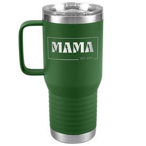 Retro MAMA Personalized Established Year Date Laser Etched 20oz Travel Mug Tumbler with Handle Stainless Steel Vacuum Insulated with Strong Hold Lid