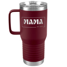 Load image into Gallery viewer, Retro MAMA Personalized Established Year Date Laser Etched 20oz Travel Mug Tumbler with Handle Stainless Steel Vacuum Insulated with Strong Hold Lid