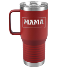 Load image into Gallery viewer, Retro MAMA Personalized Established Year Date Laser Etched 20oz Travel Mug Tumbler with Handle Stainless Steel Vacuum Insulated with Strong Hold Lid