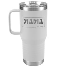 Load image into Gallery viewer, Retro MAMA Personalized Established Year Date Laser Etched 20oz Travel Mug Tumbler with Handle Stainless Steel Vacuum Insulated with Strong Hold Lid