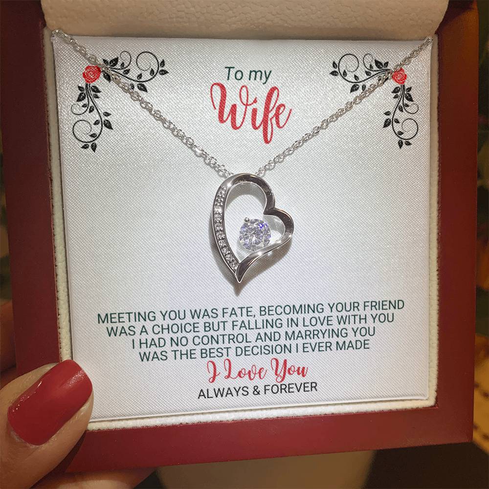 To My Wife - Best Decision Ever - Heart Necklace - FLHNWifeM24