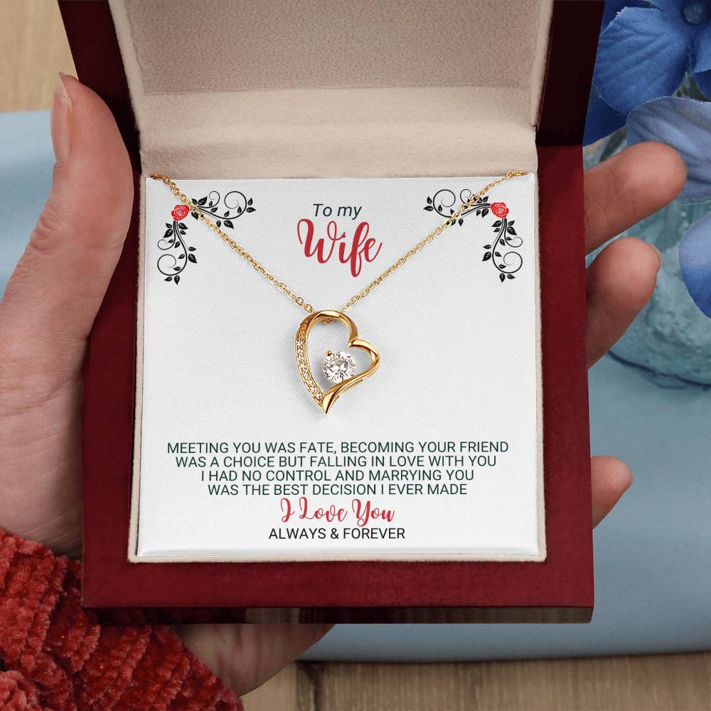 To My Wife - Best Decision Ever - Heart Necklace - FLHNWifeM24