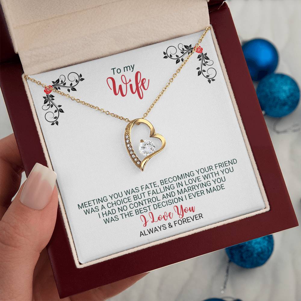 To My Wife - Best Decision Ever - Heart Necklace - FLHNWifeM24