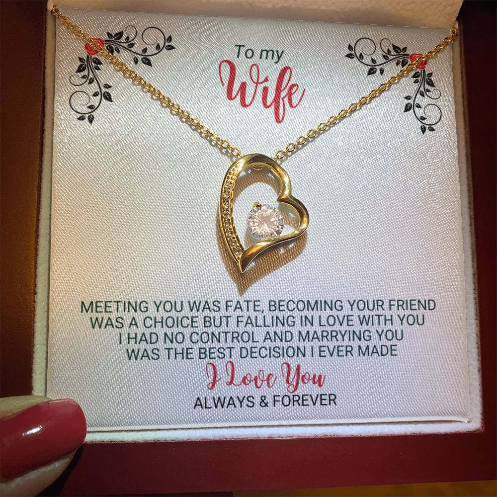 To My Wife - Best Decision Ever - Heart Necklace - FLHNWifeM24