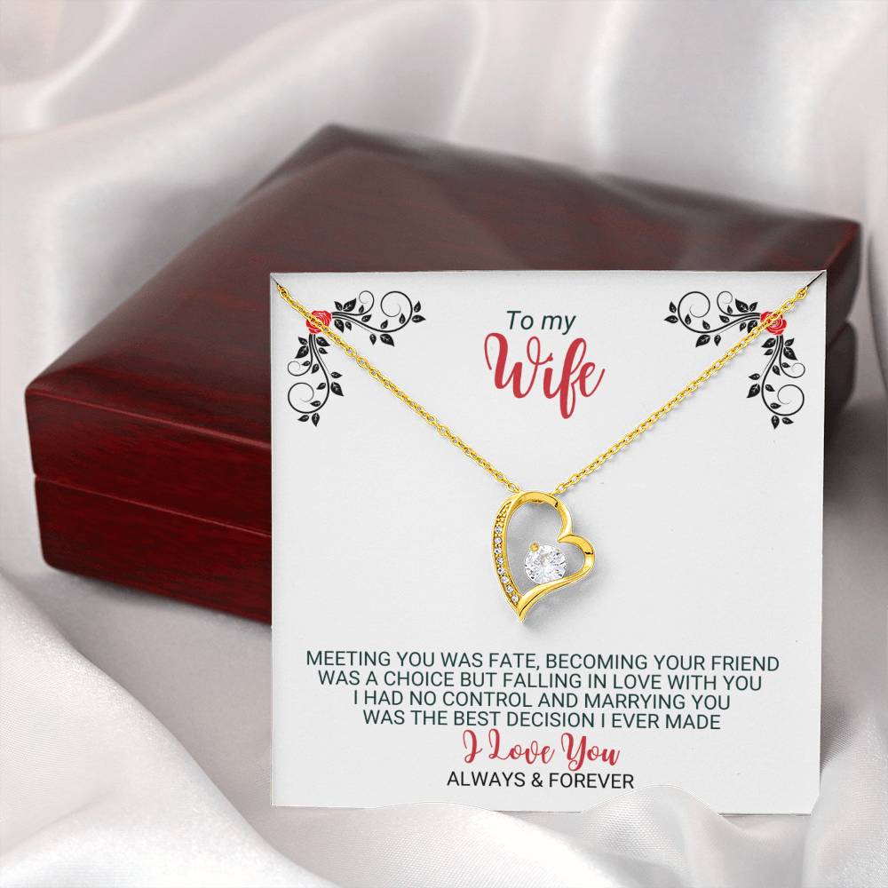 To My Wife - Best Decision Ever - Heart Necklace - FLHNWifeM24