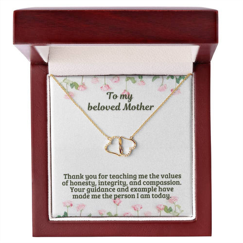 To My Beloved Mother Two Interconnected Hearts 10K Gold Necklace - Mom MumM51