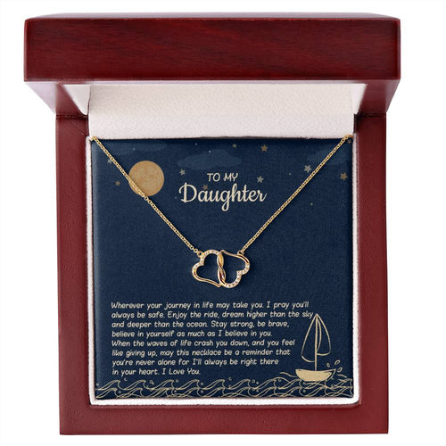 Gift for Daughter Two Interconnected Hearts 10K Gold Necklace - AHNSailboat2A_Daughter010-01