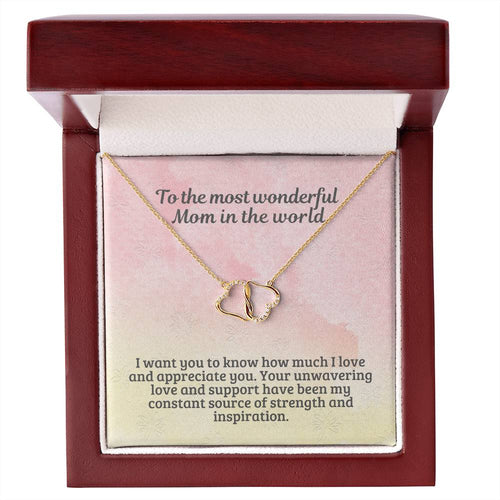Wonderful Mom - Two Interconnected Hearts 10K Gold Necklace - M52 Mother