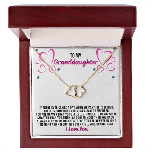 Two Interconnected Hearts 10K Gold Necklace - Granddaughter Braver Than You Believe