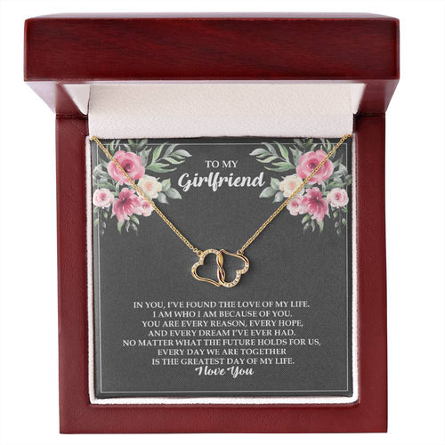 Gift for Girlfriend Greatest Day - Two Interconnected Hearts 10K Gold Necklace - GF01_Message Card 6