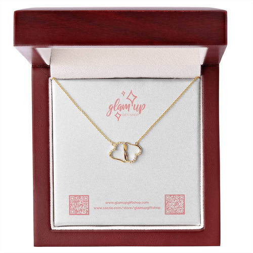 Two Interconnected Hearts 10K Gold Necklace - GS Generic Jewelry Back Card White