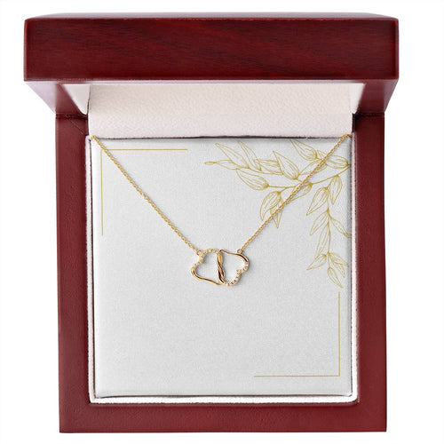 Two Interconnected Hearts 10K Gold Necklace - Gold Botanical Card