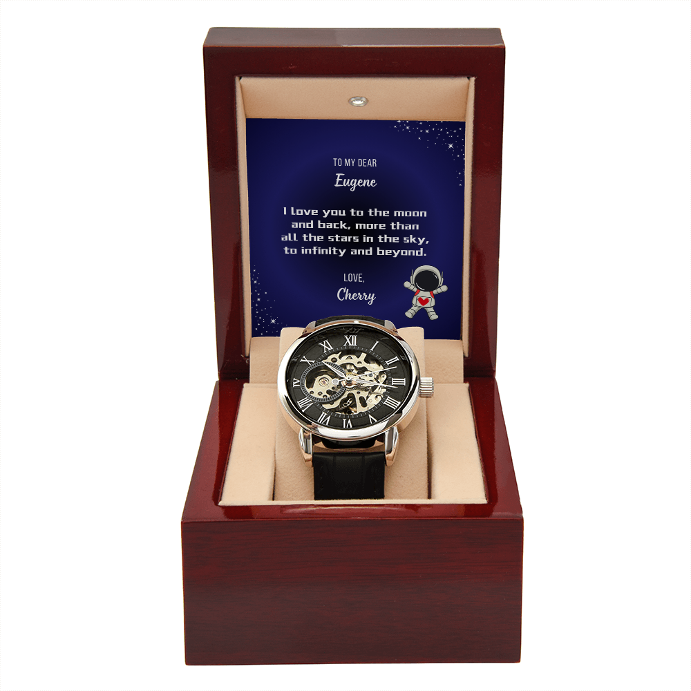 Men's Openwork Watch - Personalized Name Message Card Gift for Him - OPWM67Personalized