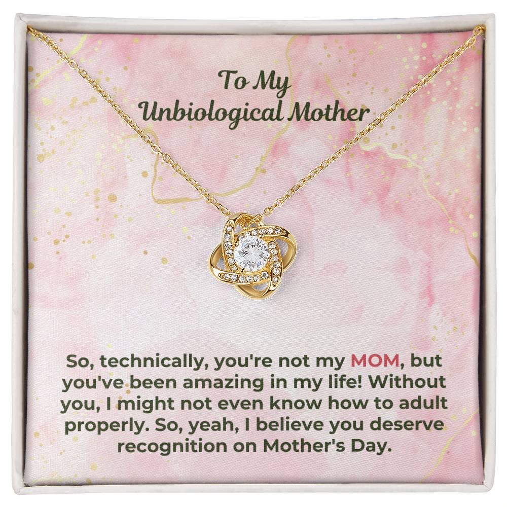 Mother's Day Gift, Birthday Gift for Mom Love Knot Necklace with Heartfelt Message Card Unbiological Mom M65 MOM