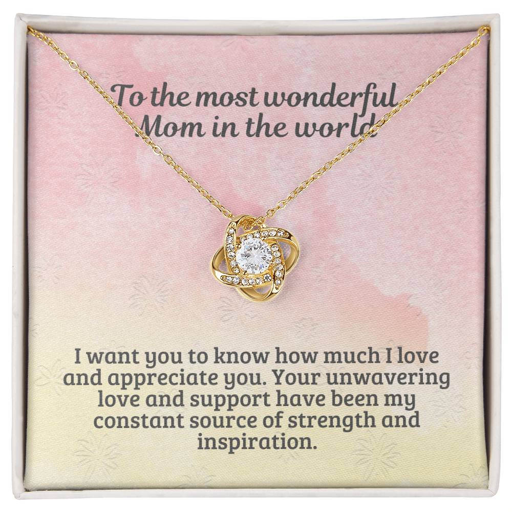 M52 Elegant Love Knot Necklace with Message Card for Mom, Mum, Grandma on Mother's Day