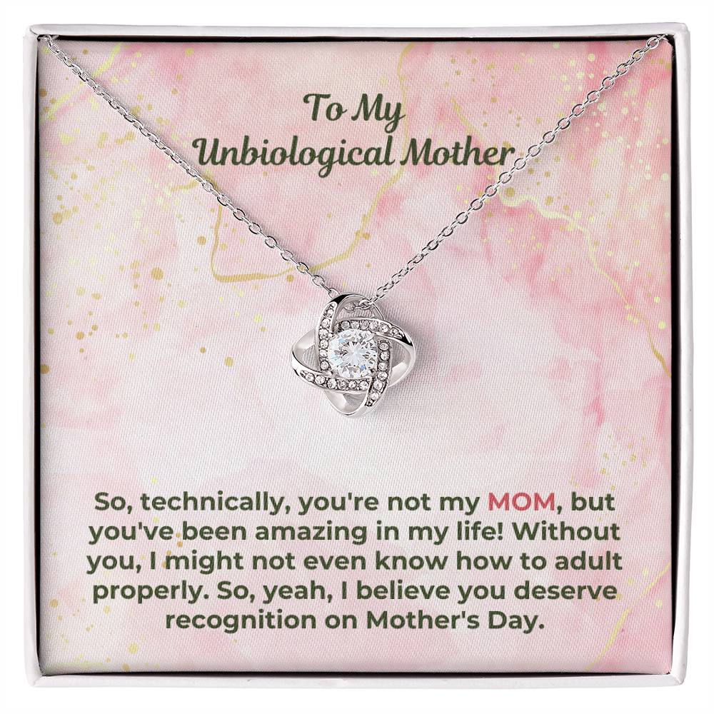 Mother's Day Gift, Birthday Gift for Mom Love Knot Necklace with Heartfelt Message Card Unbiological Mom M65 MOM