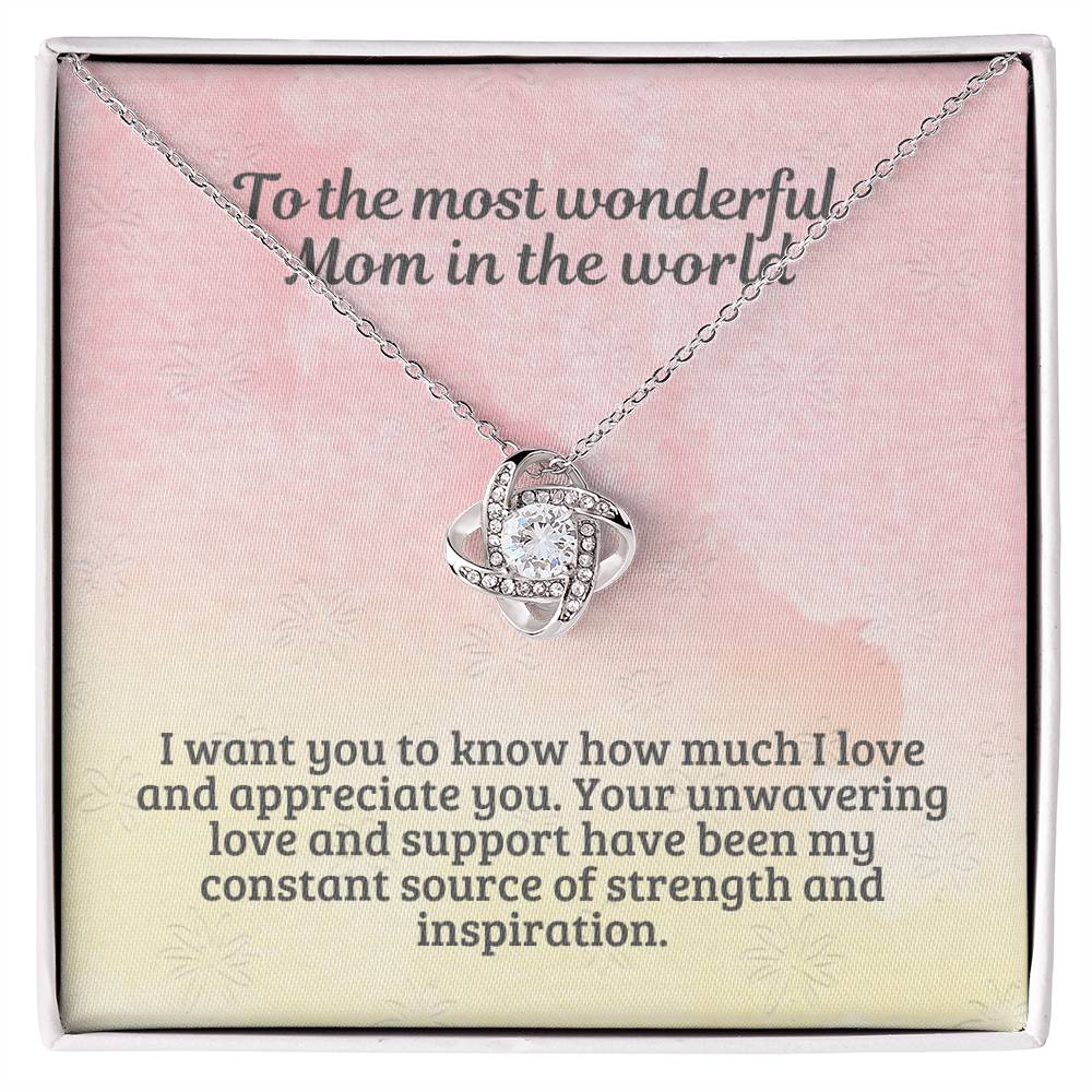 M52 Elegant Love Knot Necklace with Message Card for Mom, Mum, Grandma on Mother's Day