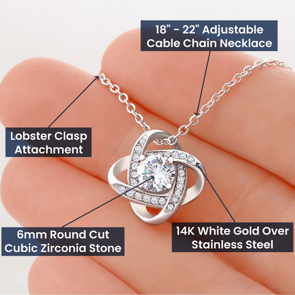 M53 Mother Elegant Love Knot Necklace with Message Card for Mom, Mum, Grandma on Mother's Day