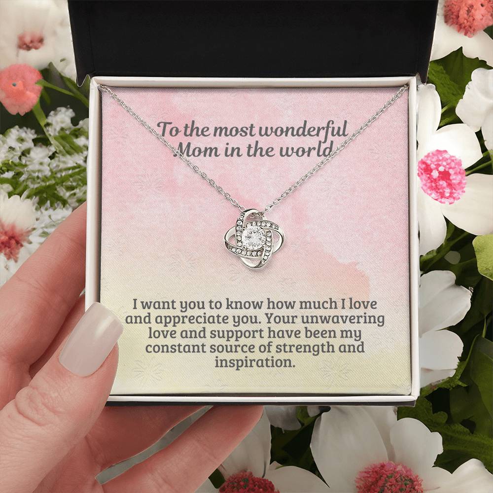 M52 Elegant Love Knot Necklace with Message Card for Mom, Mum, Grandma on Mother's Day