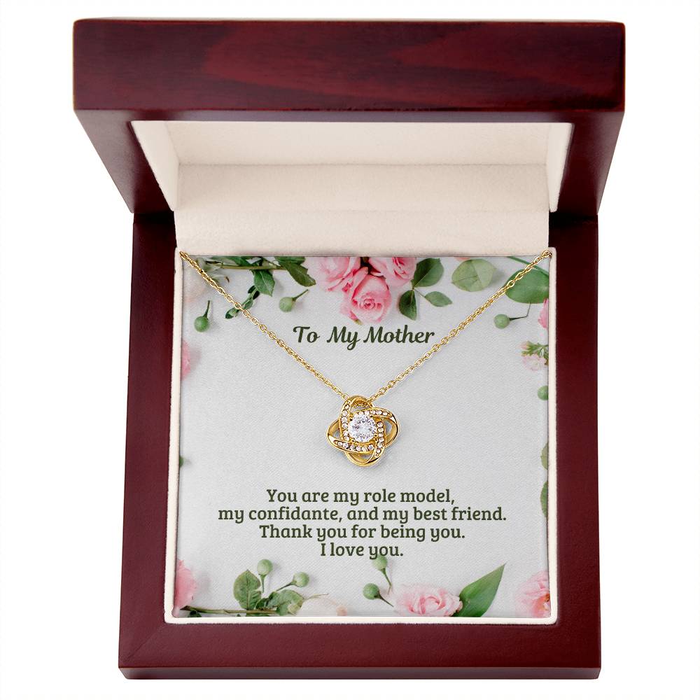 M53 Mother Elegant Love Knot Necklace with Message Card for Mom, Mum, Grandma on Mother's Day