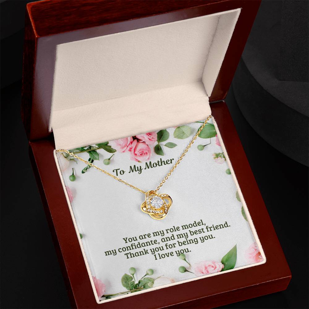 M53 Mother Elegant Love Knot Necklace with Message Card for Mom, Mum, Grandma on Mother's Day