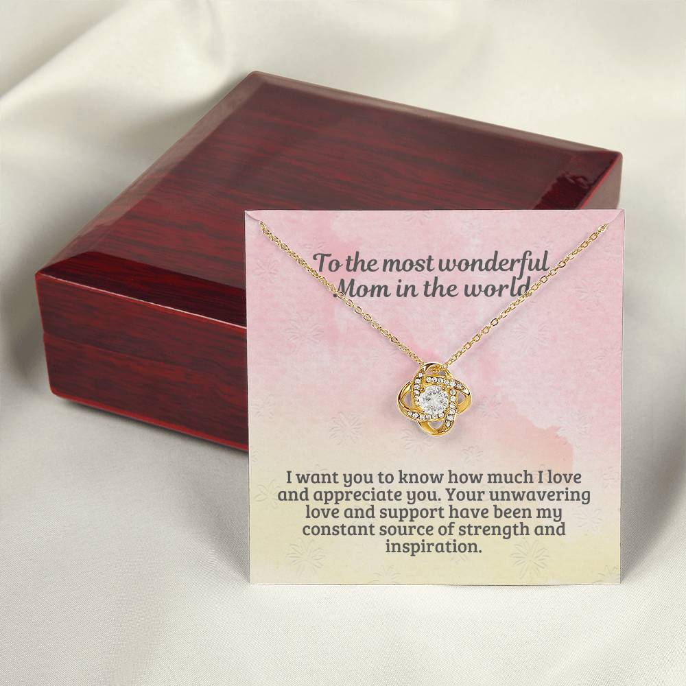 M52 Elegant Love Knot Necklace with Message Card for Mom, Mum, Grandma on Mother's Day