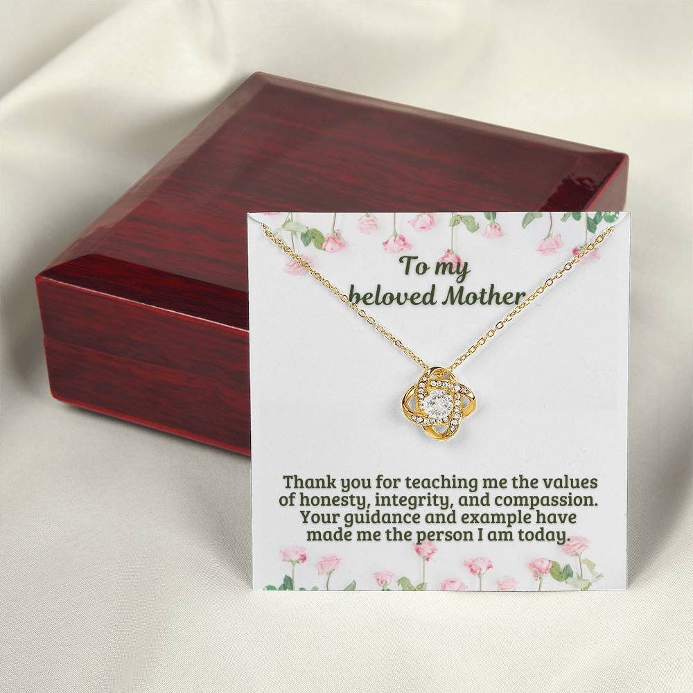 M51 Elegant Love Knot Necklace with Message Card for Mom, Mum, Grandma on Mother's Day