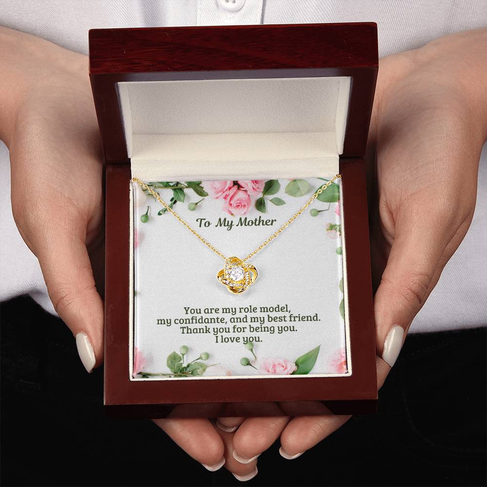 M53 Mother Elegant Love Knot Necklace with Message Card for Mom, Mum, Grandma on Mother's Day