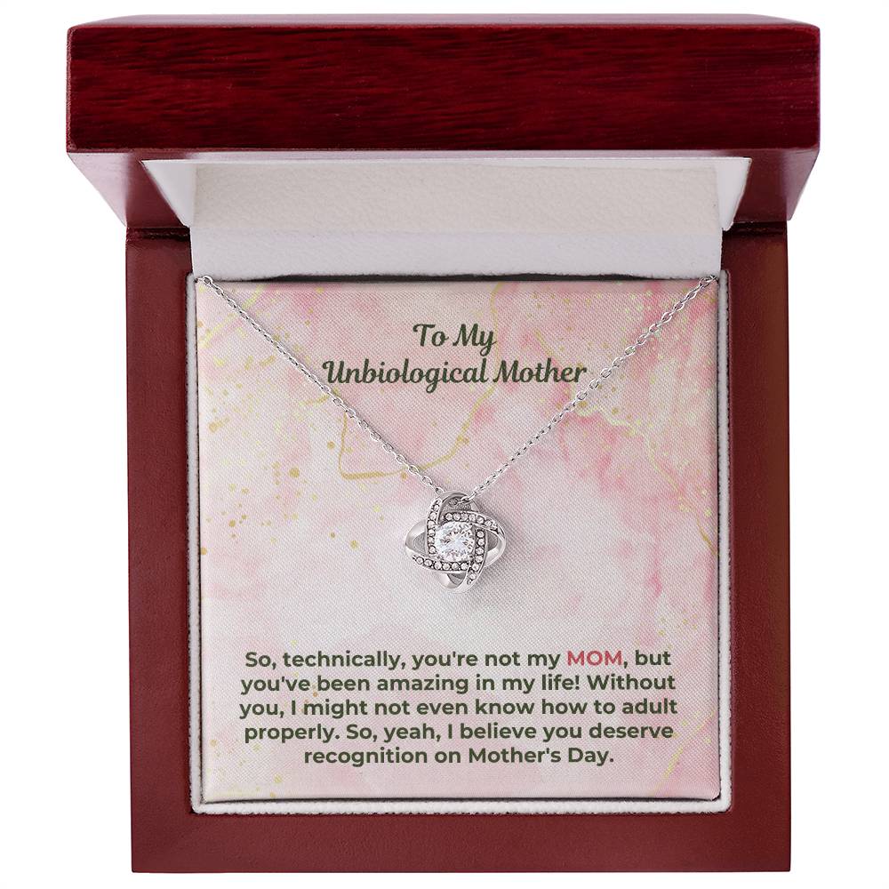 Mother's Day Gift, Birthday Gift for Mom Love Knot Necklace with Heartfelt Message Card Unbiological Mom M65 MOM