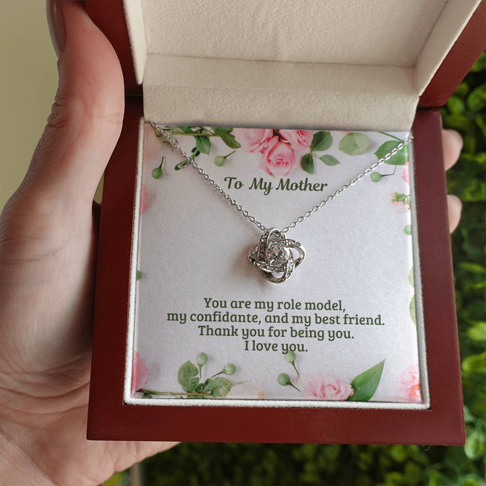 M53 Mother Elegant Love Knot Necklace with Message Card for Mom, Mum, Grandma on Mother's Day