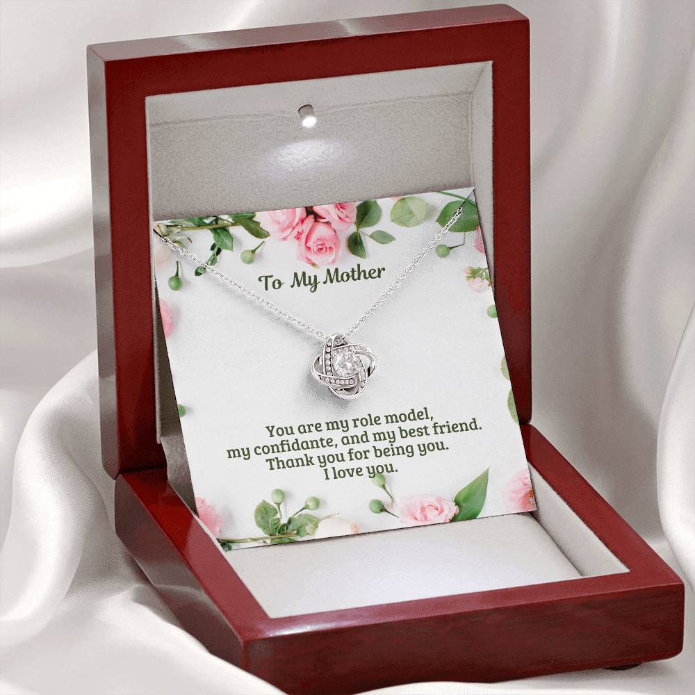 M53 Mother Elegant Love Knot Necklace with Message Card for Mom, Mum, Grandma on Mother's Day