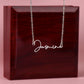To My Daughter - Personalized Name Signature Style Neckalce Gift from Mom and Dad - MC006Gray