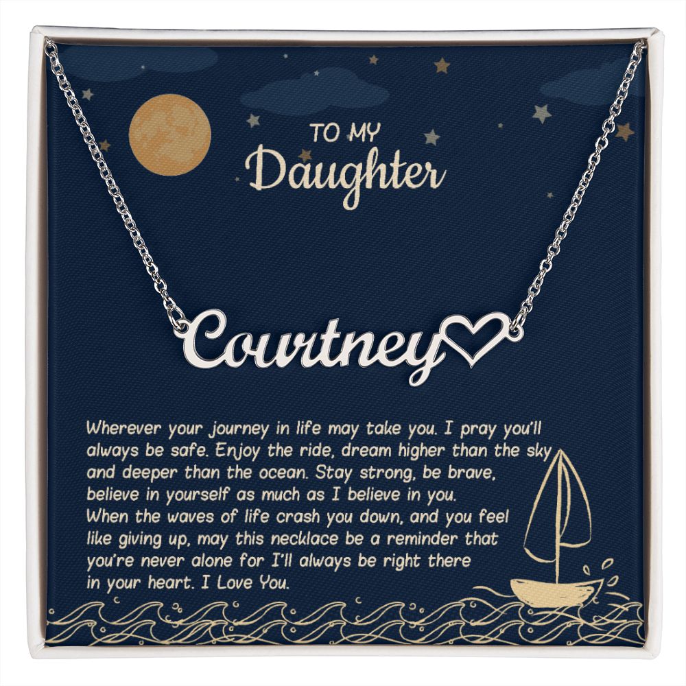 Personalized Script Name Necklace With Heart Gift for Daughter 010