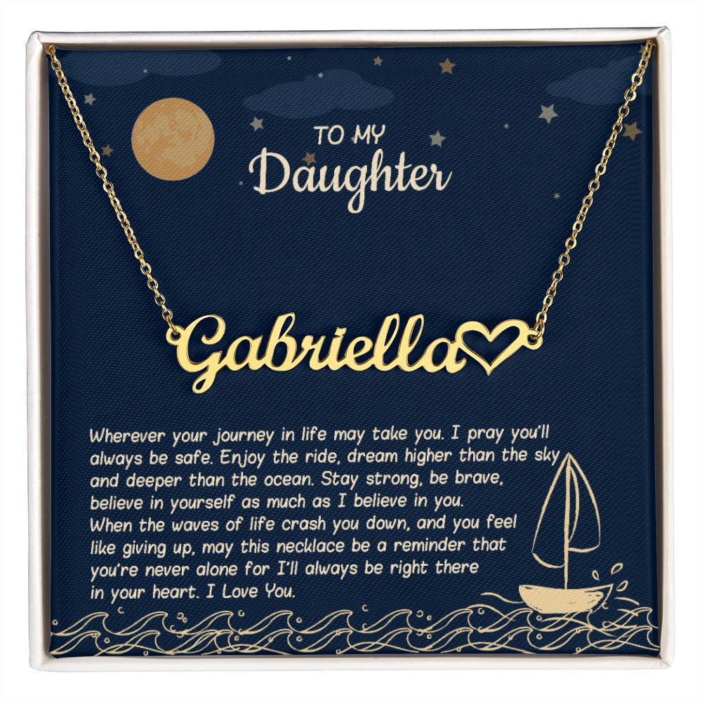 Personalized Script Name Necklace With Heart Gift for Daughter 010