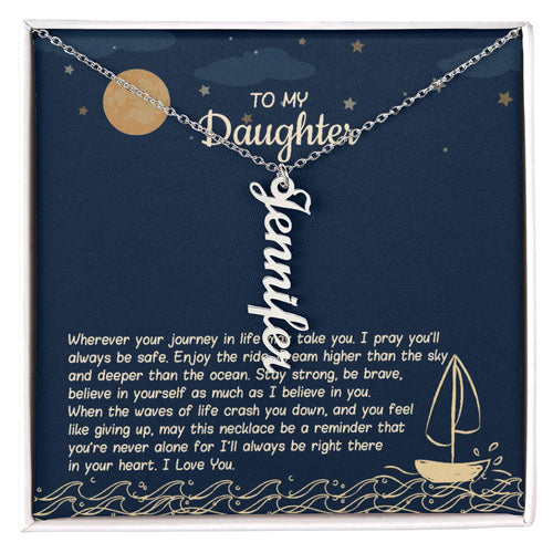 Personalized Name Vertical Dangling Necklace Gift For Daughter Sailboat2A