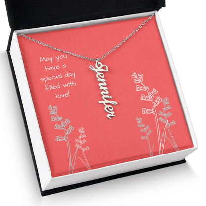 1Personalized Name Vertical Dangling Necklace Gift For Daughter Special Day