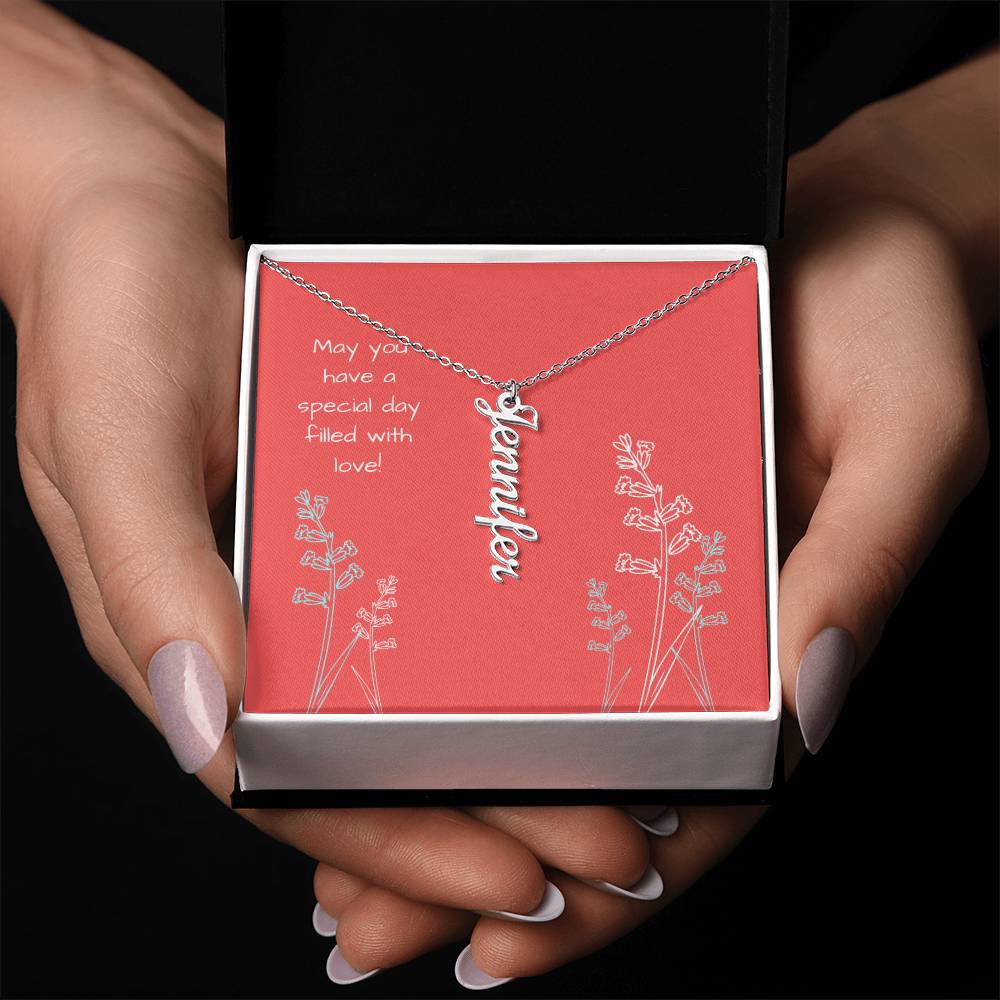 1Personalized Name Vertical Dangling Necklace Gift For Daughter Special Day