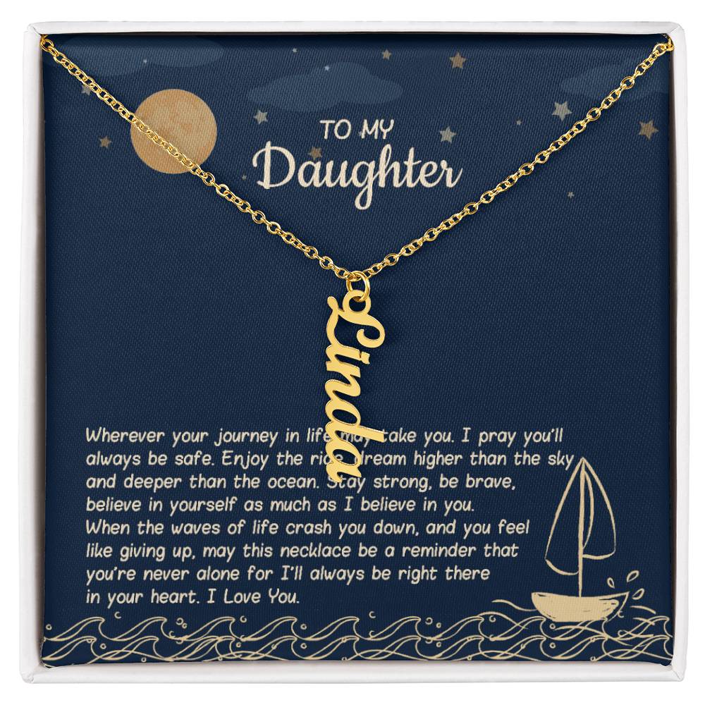 Personalized Name Vertical Dangling Necklace Gift For Daughter Sailboat2A