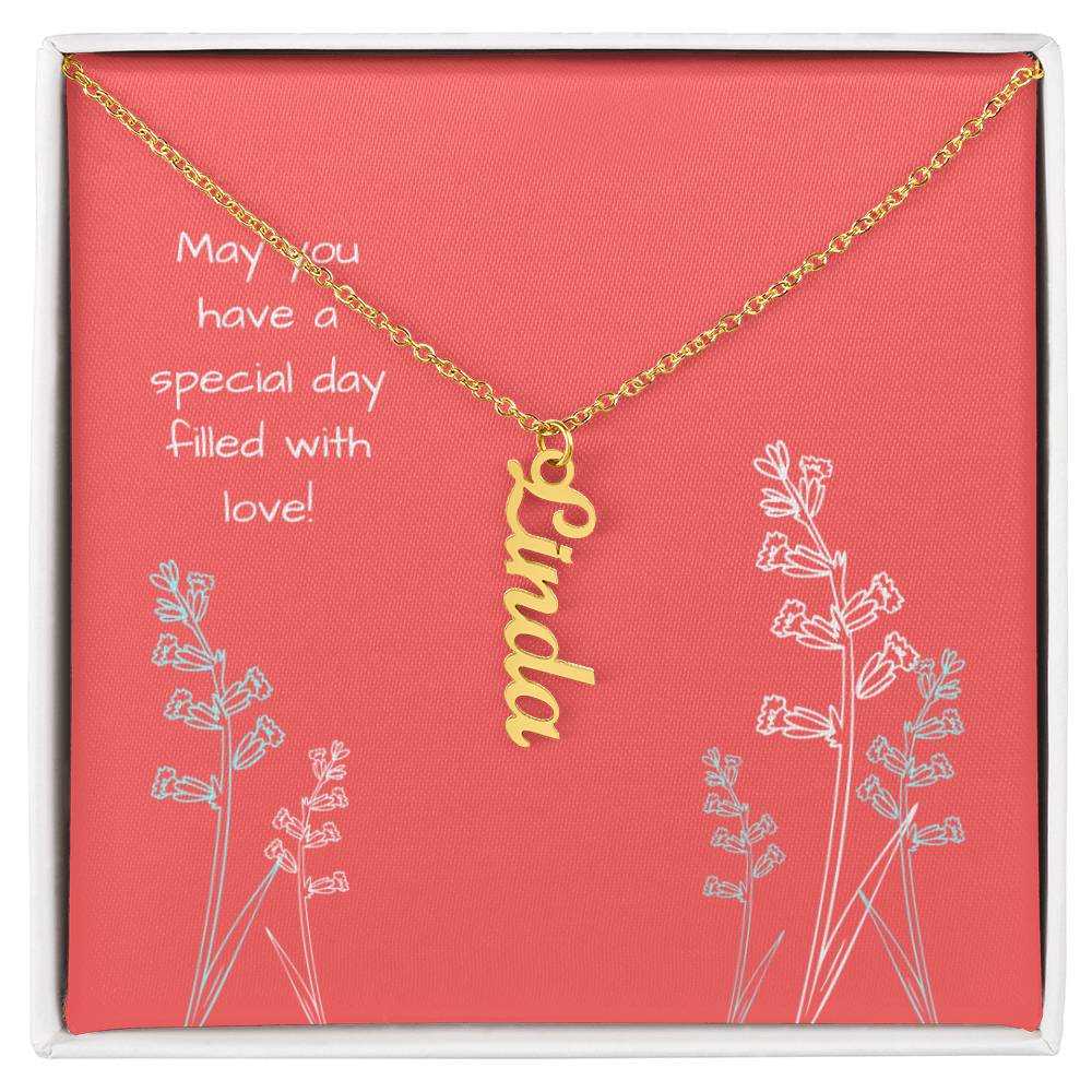 1Personalized Name Vertical Dangling Necklace Gift For Daughter Special Day