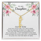 Personalized Name Vertical Dangling Necklace Gift For Daughter Flower MC6 White Daughter Woman