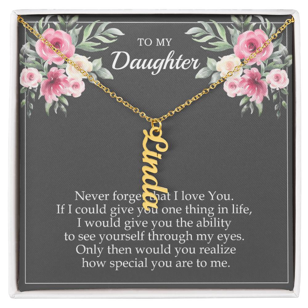 Personalized Name Vertical Dangling Necklace Gift For Daughter Flower MC6 Gray Daughter Ability To See