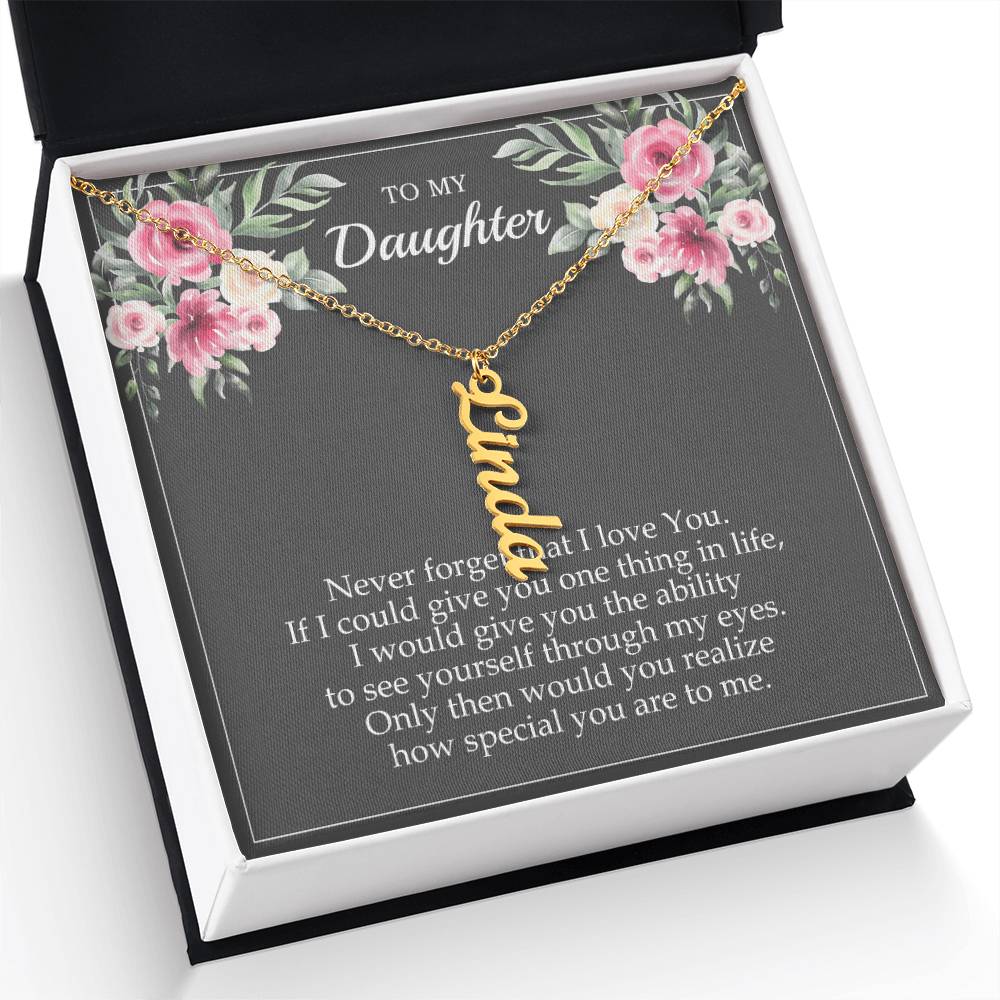 Personalized Name Vertical Dangling Necklace Gift For Daughter Flower MC6 Gray Daughter Ability To See