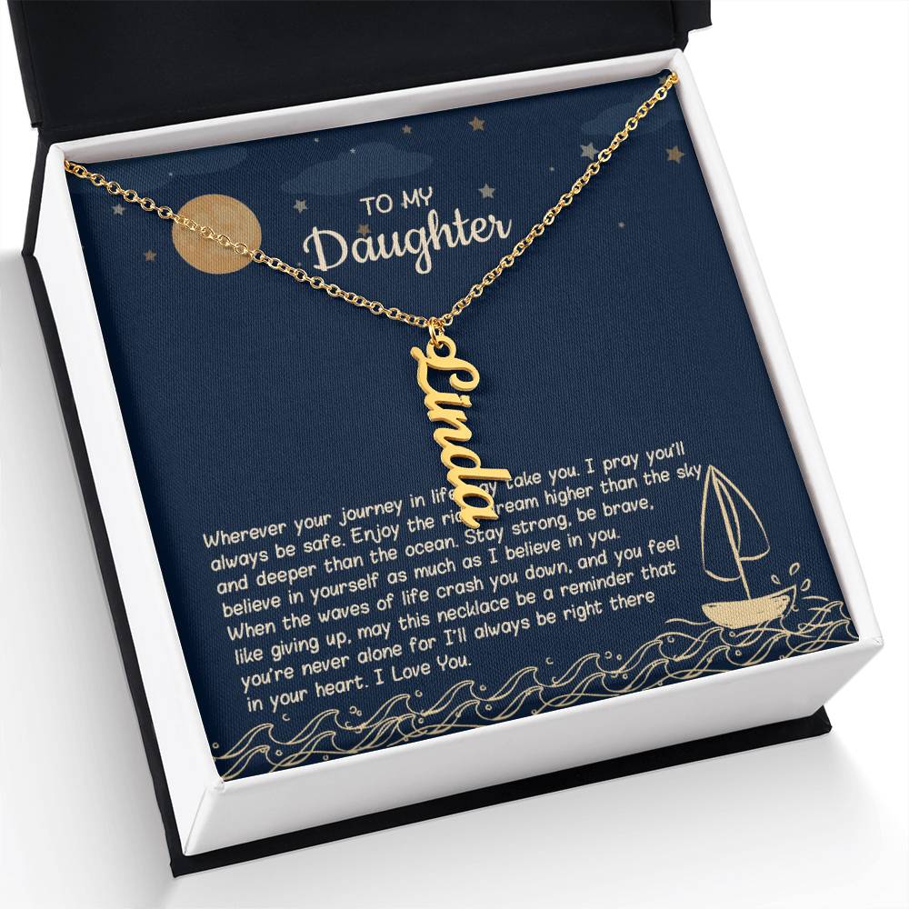 Personalized Name Vertical Dangling Necklace Gift For Daughter Sailboat2A