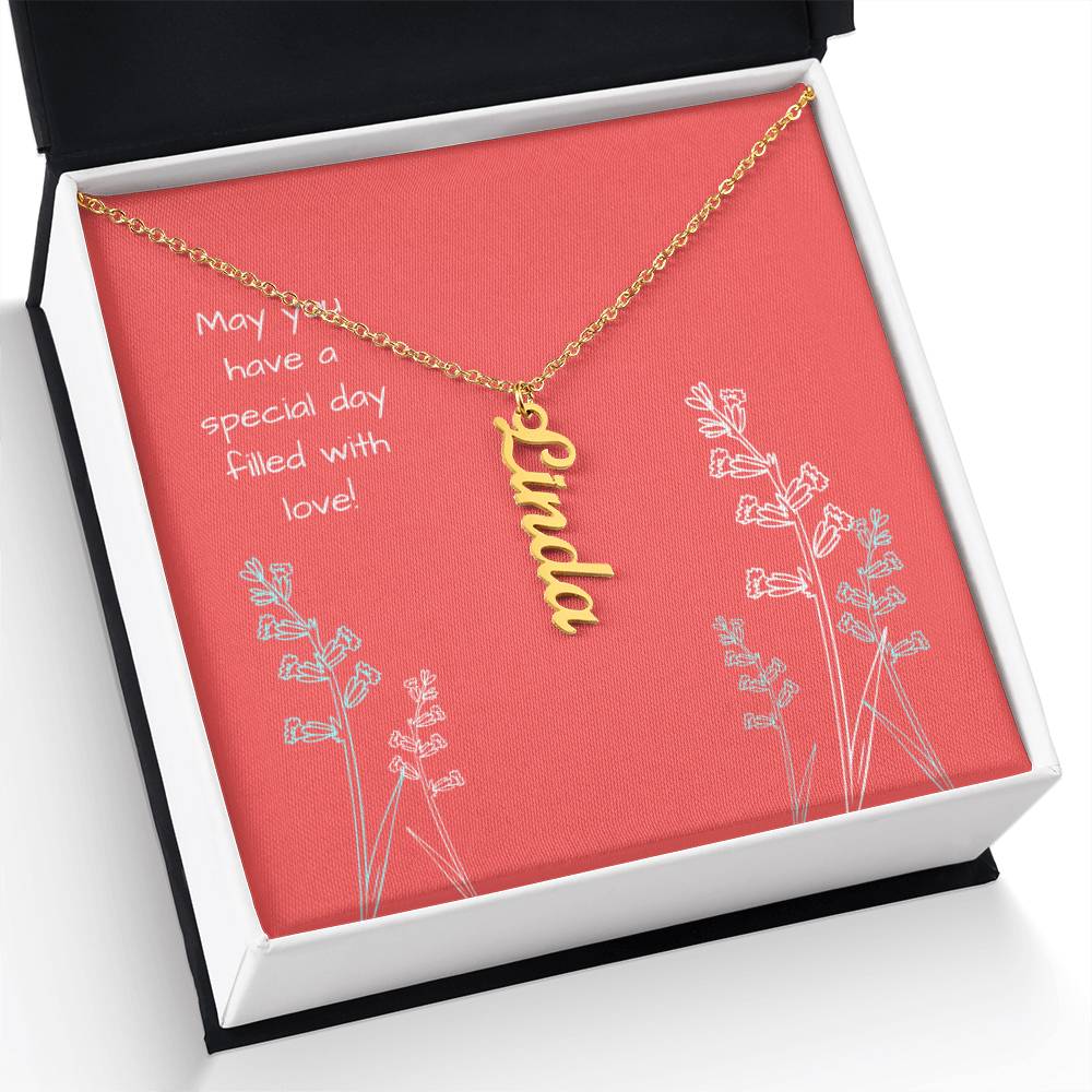 1Personalized Name Vertical Dangling Necklace Gift For Daughter Special Day