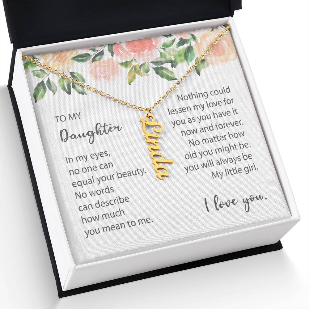 NPBSNDaughter05-01 Personalized Name Vertical Dangling Necklace Gift For Daughter - In My Eyes